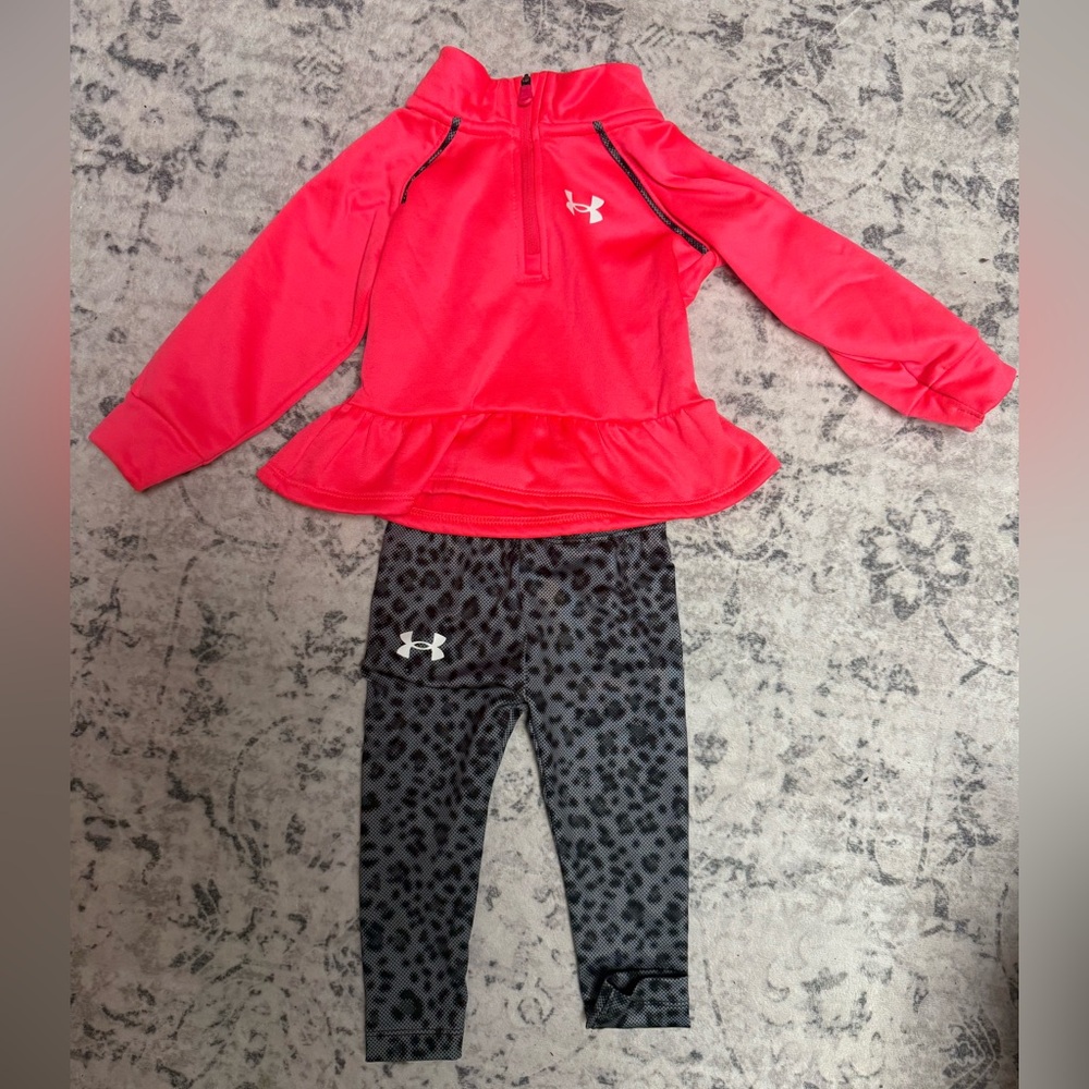 Under Armour Kids Pink Top and Black Leggings Set